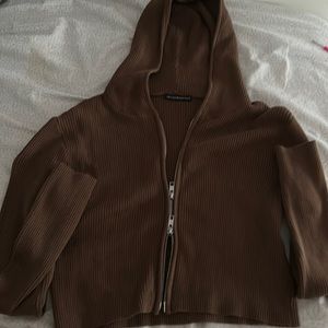brandy melville brown zip up